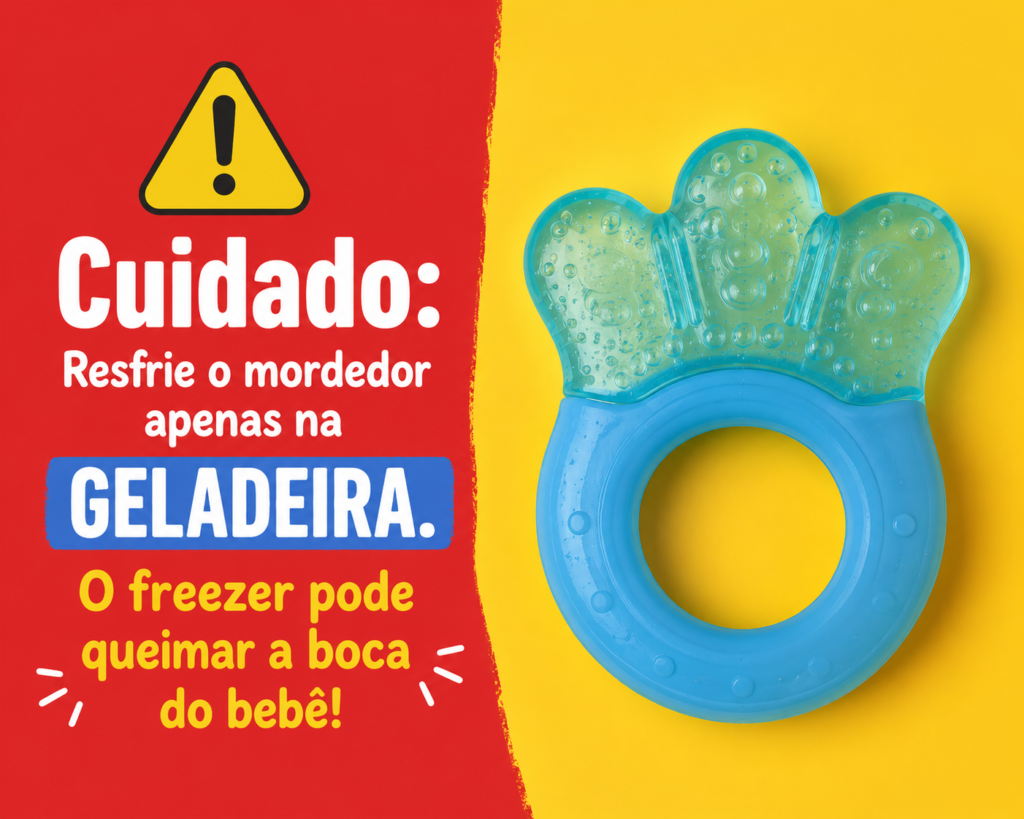 Mordedor de bebê de borracha colorido para coceira na gengiva.